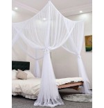 White 4-Door Mosquito Net for Double Bed | Summer Home Canopy