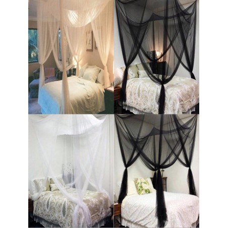 White 4-Door Mosquito Net for Double Bed | Summer Home Canopy