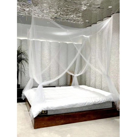 White 4-Door Mosquito Net for Double Bed | Summer Home Canopy