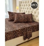 Leopard Print Bedding Set - 4-Piece Polyester Sheets & Pillowcases