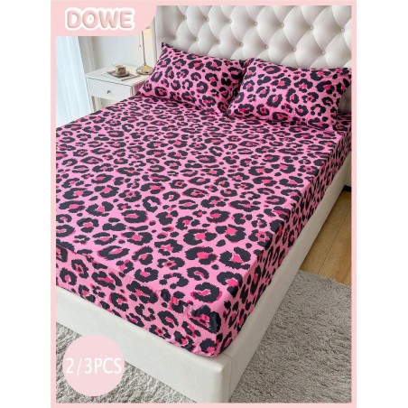 Pink Leopard Print Bedding Set - 2 or 3 Piece with Fitted Sheet
