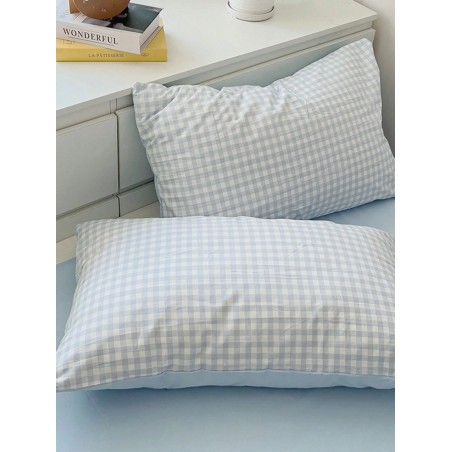 Sky Blue Plaid Duvet Cover Set - Twin, Queen, King | 3pc Bedding