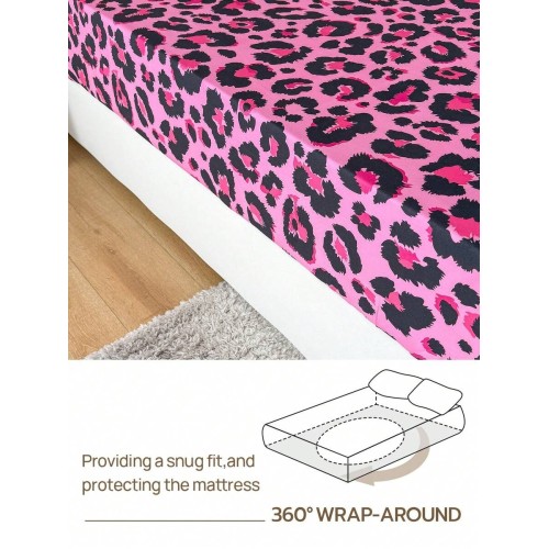 Pink Leopard Print Bedding Set - 2 or 3 Piece with Fitted Sheet
