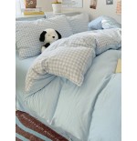 Sky Blue Plaid Duvet Cover Set - Twin, Queen, King | 3pc Bedding