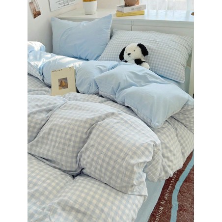 Sky Blue Plaid Duvet Cover Set - Twin, Queen, King | 3pc Bedding