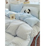Sky Blue Plaid Duvet Cover Set - Twin, Queen, King | 3pc Bedding
