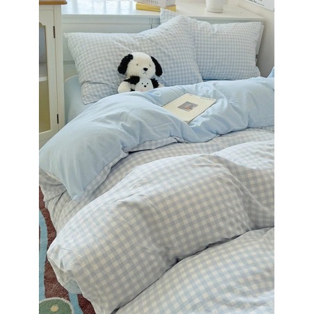 Sky Blue Plaid Duvet Cover Set - Twin, Queen, King | 3pc Bedding