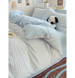 Sky Blue Plaid Duvet Cover Set - Twin, Queen, King | 3pc Bedding