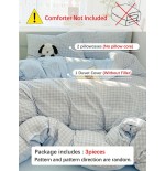 Sky Blue Plaid Duvet Cover Set - Twin, Queen, King | 3pc Bedding