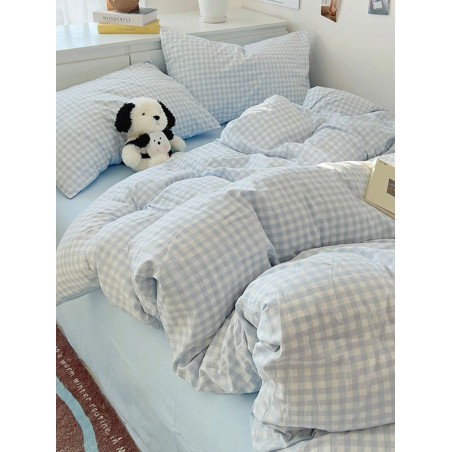 Sky Blue Plaid Duvet Cover Set - Twin, Queen, King | 3pc Bedding