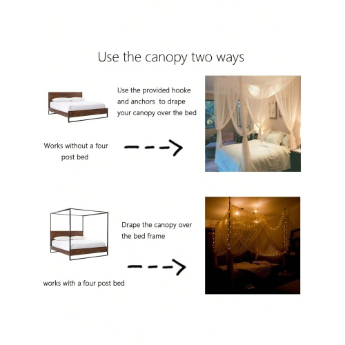 White 4-Door Mosquito Net for Double Bed - Summer Home Canopy