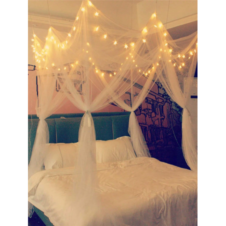 White 4-Door Mosquito Net for Double Bed - Summer Home Canopy