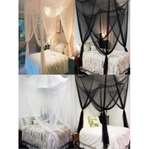 White 4-Door Mosquito Net for Double Bed - Summer Home Canopy