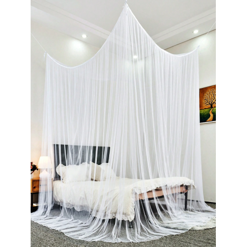 White 4-Door Mosquito Net for Double Bed - Summer Home Canopy