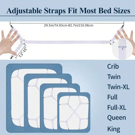 2-Pack Adjustable Bed Sheet Straps - Secure Fit for All Mattresses