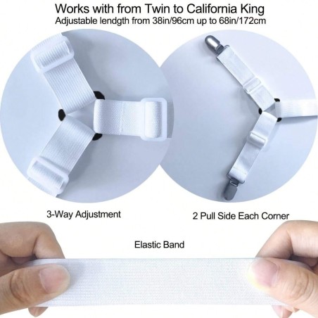 2-Pack Adjustable Bed Sheet Straps - Secure Fit for All Mattresses