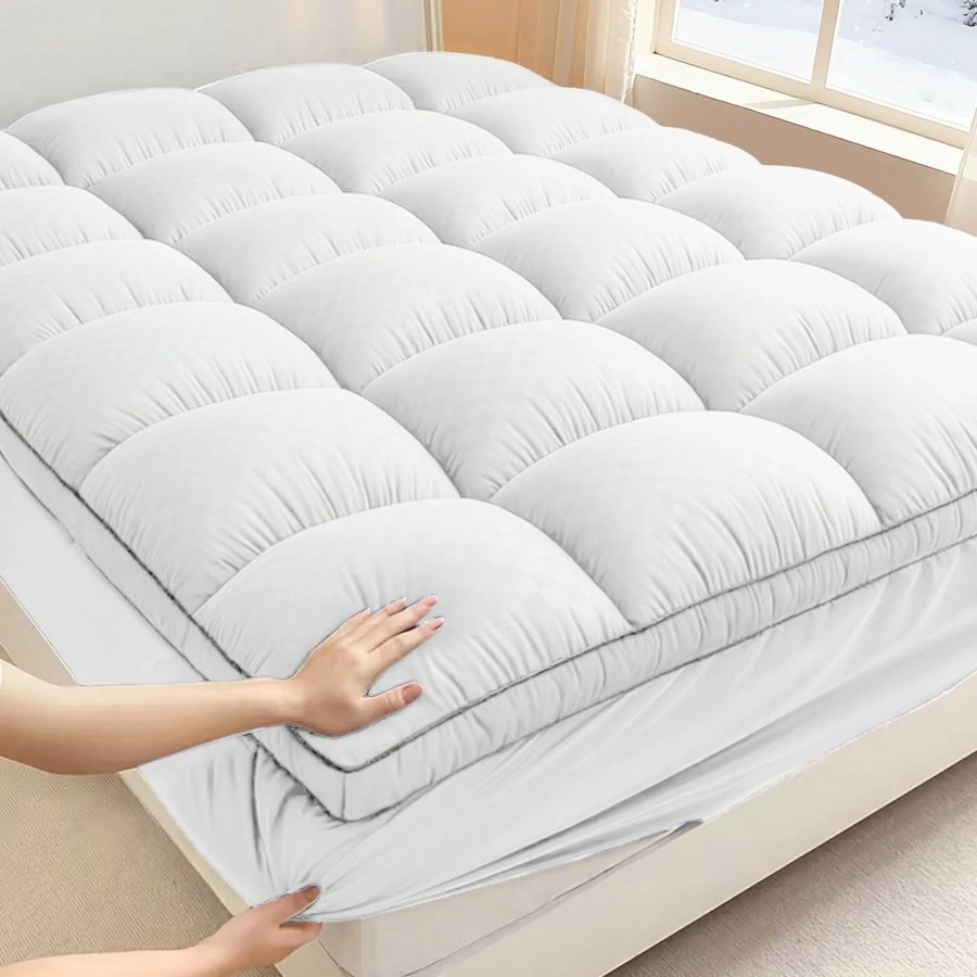 JustLet 600GSM Cooling Mattress Topper - Quilted Pad with Deep Pocket