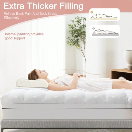 JustLet 600GSM Cooling Mattress Topper - Quilted Pad with Deep Pocket