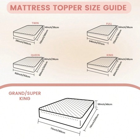 JustLet 600GSM Cooling Mattress Topper - Quilted Pad with Deep Pocket