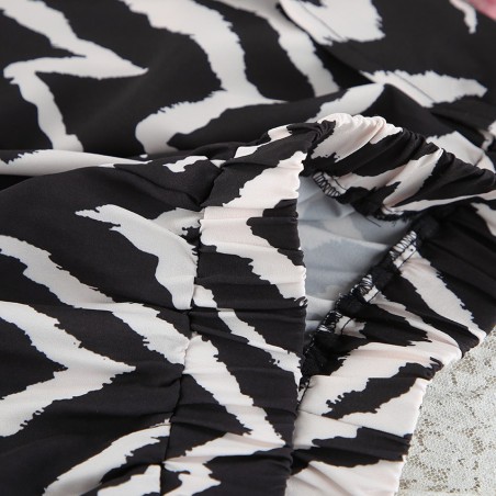 Zebra Print Soft Polyester Long Sleeve Pajama Set - All-Season Versatile Loungewear for Home, Outdoor, Hotel & Bathhouse