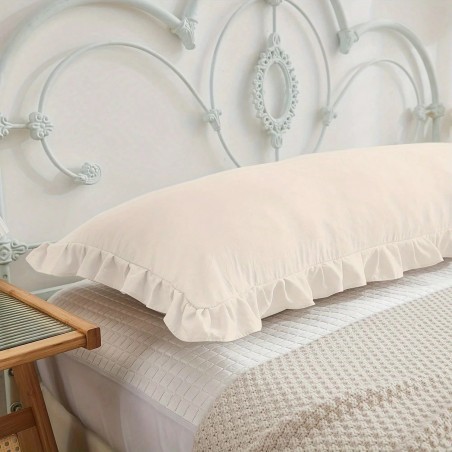 Solid Color Ruffle Edge Body Pillow Cover 20x54 Inch - Breathable