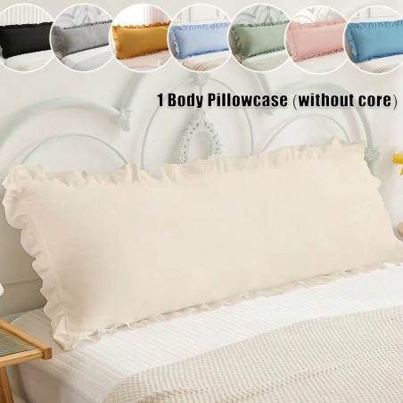 Solid Color Ruffle Edge Body Pillow Cover 20x54 Inch - Breathable