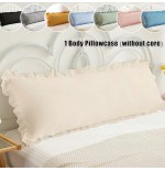 Solid Color Ruffle Edge Body Pillow Cover 20x54 Inch - Breathable