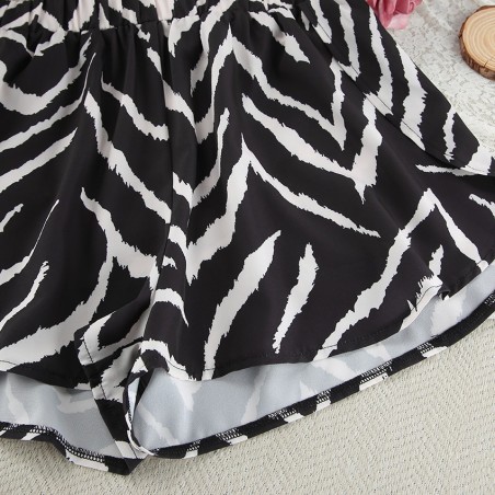 Zebra Print Soft Polyester Long Sleeve Pajama Set - All-Season Versatile Loungewear for Home, Outdoor, Hotel & Bathhouse