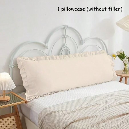 Solid Color Ruffle Edge Body Pillow Cover 20x54 Inch - Breathable