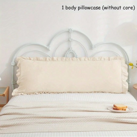Solid Color Ruffle Edge Body Pillow Cover 20x54 Inch - Breathable