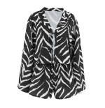 Zebra Print Soft Polyester Long Sleeve Pajama Set - All-Season Versatile Loungewear for Home, Outdoor, Hotel & Bathhouse