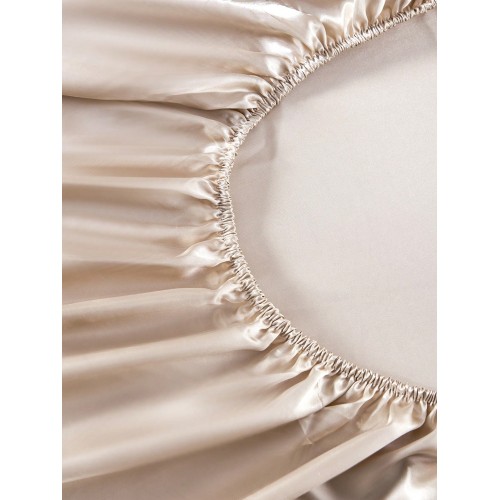 Silky Satin Bedding Set - 2/3pc Khaki Sheets & Pillowcases