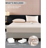 Silky Satin Bedding Set - 2/3pc Khaki Sheets & Pillowcases