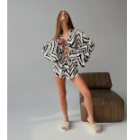 Zebra Print Soft Polyester Long Sleeve Pajama Set - All-Season Versatile Loungewear for Home, Outdoor, Hotel & Bathhouse