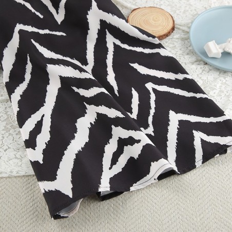 Zebra Print Soft Polyester Long Sleeve Pajama Set - All-Season Versatile Loungewear for Home, Outdoor, Hotel & Bathhouse