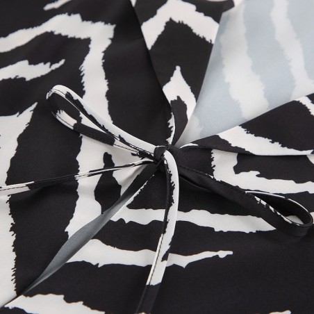 Zebra Print Soft Polyester Long Sleeve Pajama Set - All-Season Versatile Loungewear for Home, Outdoor, Hotel & Bathhouse