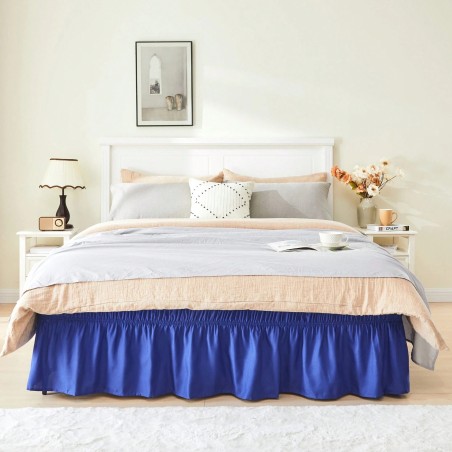 VOLTITO Elastic Bed Ruffle Skirt - 15" Drop Microfiber Adjustable