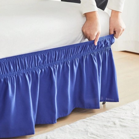 VOLTITO Elastic Bed Ruffle Skirt - 15" Drop Microfiber Adjustable