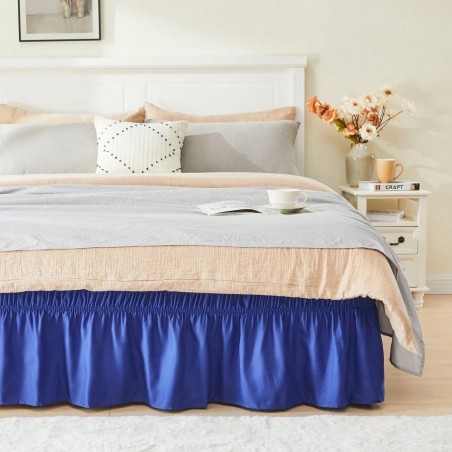 VOLTITO Elastic Bed Ruffle Skirt - 15" Drop Microfiber Adjustable