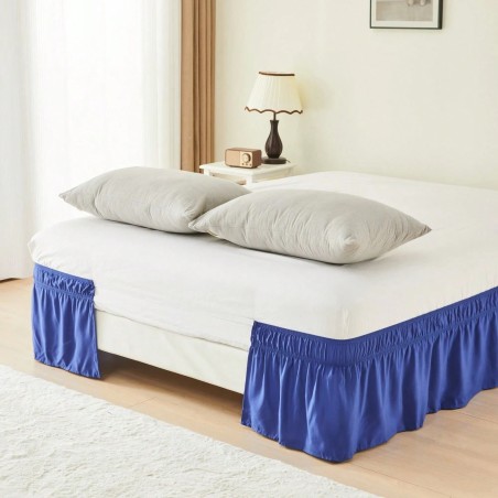 VOLTITO Elastic Bed Ruffle Skirt - 15" Drop Microfiber Adjustable