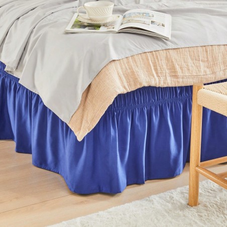VOLTITO Elastic Bed Ruffle Skirt - 15" Drop Microfiber Adjustable