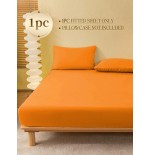 Orange Fitted Sheet & Mattress Protector - Deep Pocket for All Beds