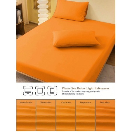Orange Fitted Sheet & Mattress Protector - Deep Pocket for All Beds