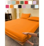 Orange Fitted Sheet & Mattress Protector - Deep Pocket for All Beds