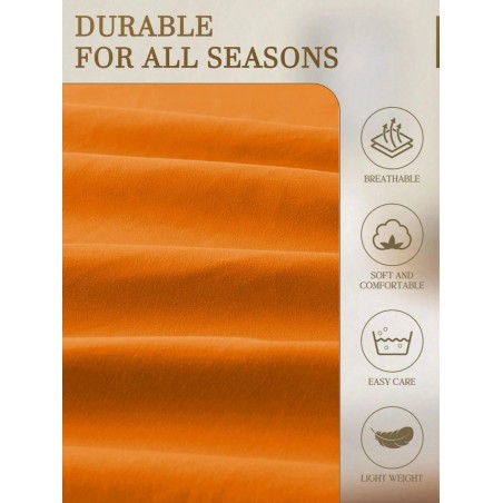 Orange Fitted Sheet & Mattress Protector - Deep Pocket for All Beds
