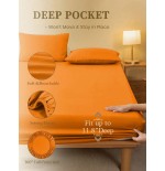 Orange Fitted Sheet & Mattress Protector - Deep Pocket for All Beds