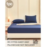 Navy Blue Fitted Sheet & Mattress Protector - Soft, Breathable, Deep Pocket (11.8") for Twin, Full, Queen, King Beds