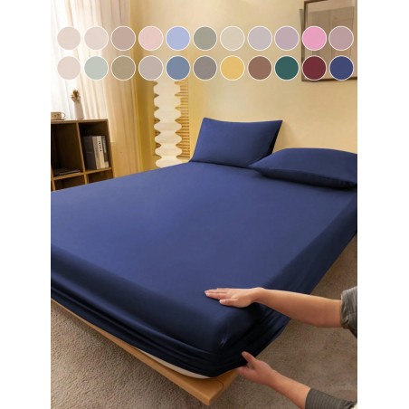 Navy Blue Fitted Sheet & Mattress Protector - Soft, Breathable, Deep Pocket (11.8") for Twin, Full, Queen, King Beds