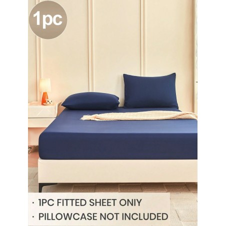 Navy Blue Fitted Sheet & Mattress Protector - Soft, Breathable, Deep Pocket (11.8") for Twin, Full, Queen, King Beds