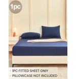 Navy Blue Fitted Sheet & Mattress Protector - Soft, Breathable, Deep Pocket (11.8") for Twin, Full, Queen, King Beds